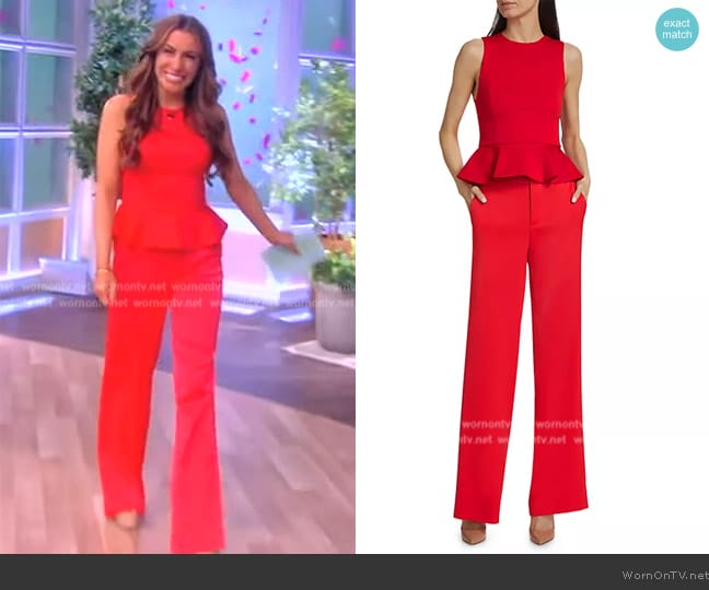 Alice + Olivia Poppy Peplum Scuba Top worn by Alyssa Farah Griffin on The View