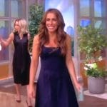 Alyssa’s navy square neck dress  on The View