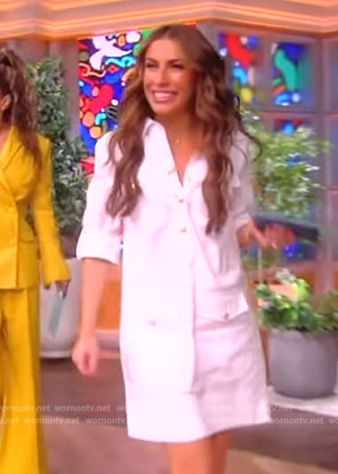 Alyssa’s white mini cargo dress on The View