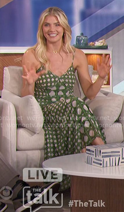 Amanda's green mixed print dress on The Talk