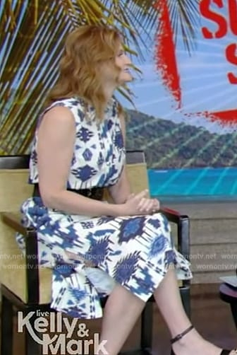 Amy Nofziger’s ikat print sleeveless dress on Live with Kelly and Mark