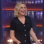 Amy Poehler’s black button front dress on The Kelly Clarkson Show