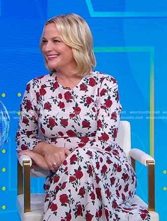 Amy Poehler's white rose print dress on Good Morning America