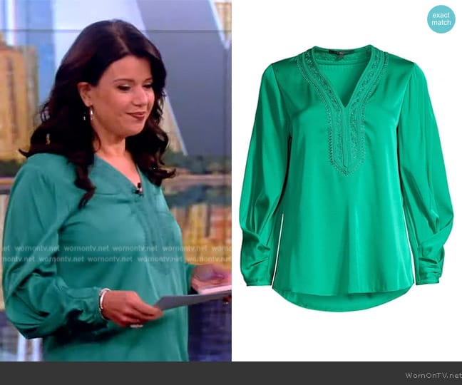 Kobi Halperin Kiana Embroidered Silk Blend Blouse worn by Ana Navarro on The View