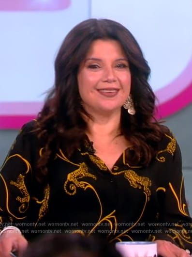 Ana's baroque print blouse and pants on The View