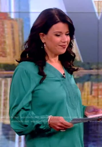 Ana's green embroidered blouse on The View