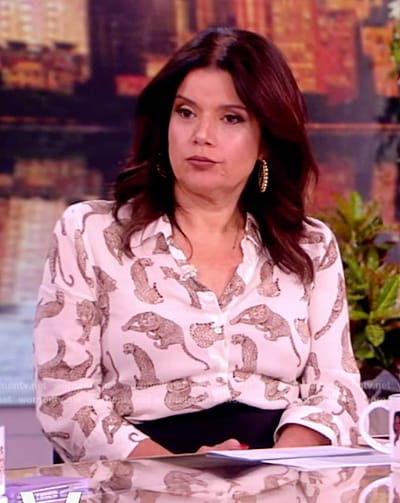 Ana’s white leopard print blouse on The View