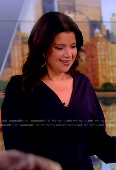 Ana's navy tie waist jumpsuit on The View