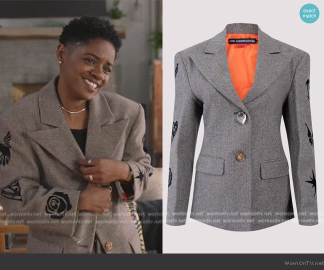 Andersson Bell Haruko Herringbone Ma-1 Jacket worn by Tamia Cooper (Bre Z) on All American