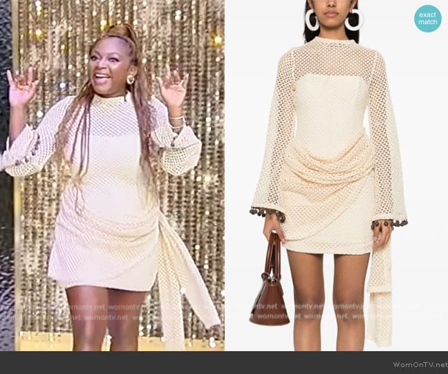 Andrea Iyamah Egu crochet-knit mini dress worn by Naturi Naughton on Tamron Hall Show