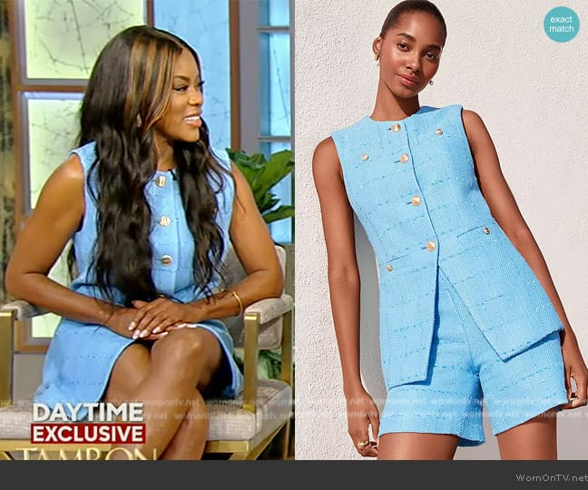 Ann Taylor Tweed Split Hem Vest worn by Golden Brooks on Tamron Hall Show