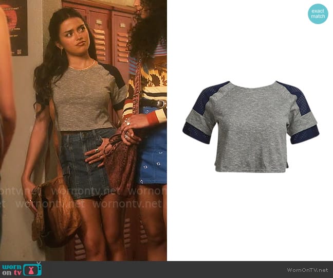 APL Perfect Crop Tee worn by Noa Olivar (Maia Reficco) on Pretty Little Liars Original Sin