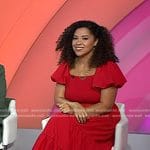 Arianna’s red puff sleeve smocked dress on Today