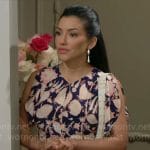 Audra’s printed dress in Paris on The Young and the Restless