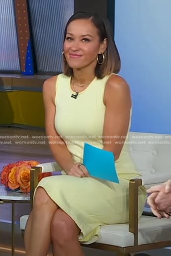 Eva's yellow ribbed sleeveless dress on Good Morning America