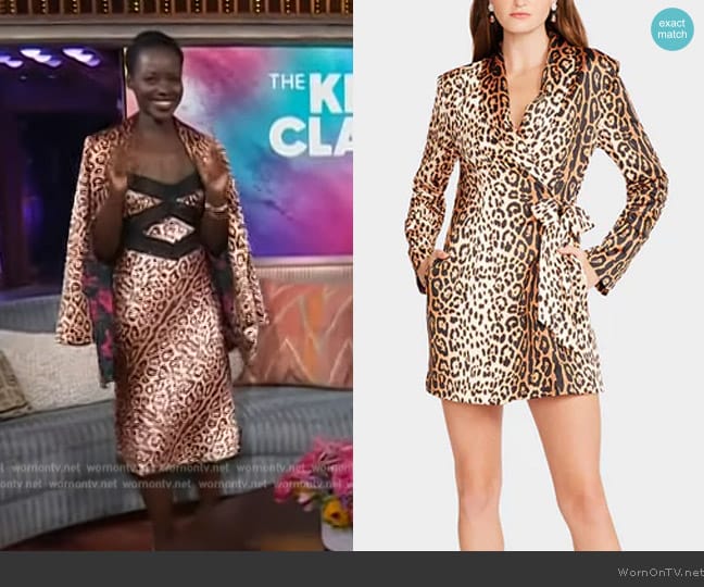 WornOnTV Lupita s leopard print lace trim dress and blazer on The Kelly Clarkson Show Clothes and Wardrobe from TV