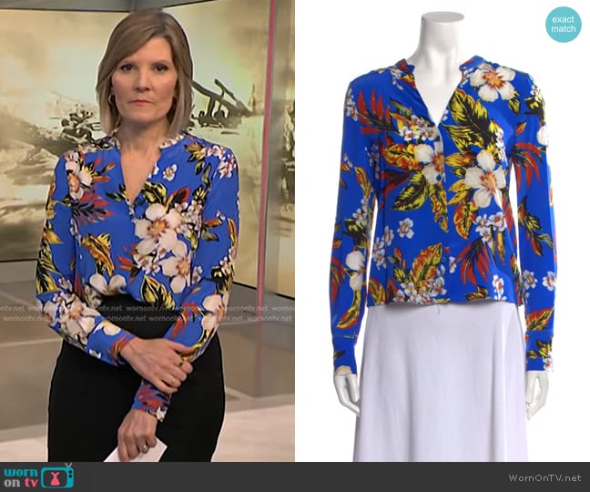 Diane von Furstenberg Floral Silk Blouse worn by Kate Snow on NBC News Daily