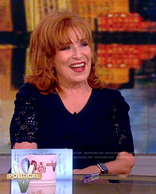 Joy’s blue lace sleeve top on The View