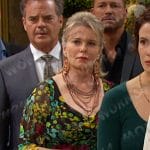 Bonnie’s black floral ruched mesh dress on Days of our Lives