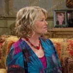 Bonnie’s floral print draped front blouse on Days of our Lives