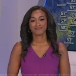 Brittany Bell’s purple v-neck belted dress on Good Morning America
