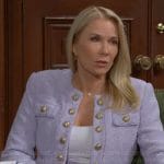 Brooke’s purple tweed jacket and trousers on The Bold and the Beautiful