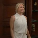 Brooke’s white draped jumpsuit on The Bold and the Beautiful