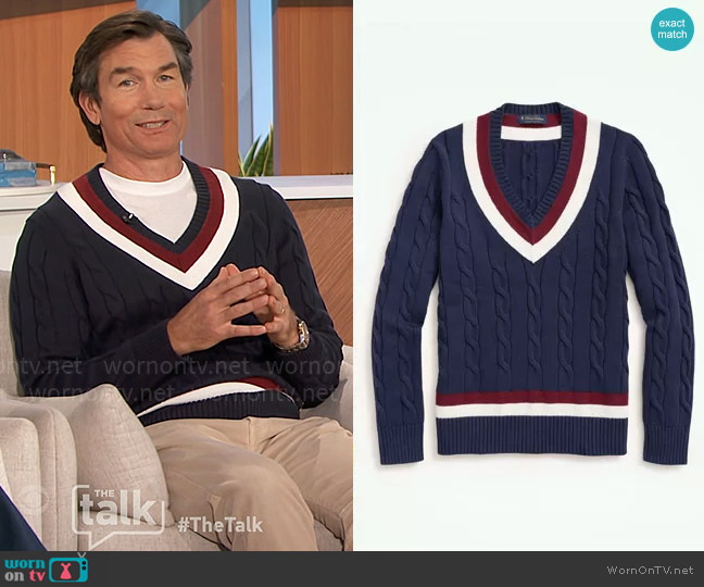 Brooks Brothers Vintage-Inspired Tennis V-Neck Sweater in Supima® Cotton worn by Jerry O'Connell on The Talk