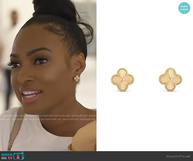 Van Cleef & Arpels Vintage Alhambra Earrings Guilloche 18K Yellow Gold worn by Lesa Milan (Lesa Milan) on The Real Housewives of Dubai