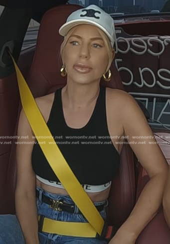 Caroline's black sports bra and baseball cap on The Real Housewives of Dubai