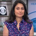 Dr Celine Gounder’s blue dotted print dress on CBS Mornings