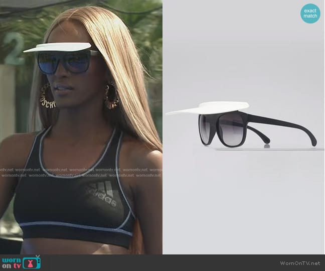 Chanel Plastic Frame Visor Sunglasses 71046 in Black/White worn by Chanel Ayan (Chanel Ayan) on The Real Housewives of Dubai