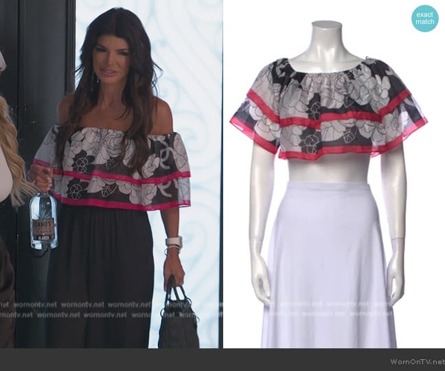 Chanel 2021 Floral Print Crop Top worn by Teresa Giudice on The Real Housewives of New Jersey