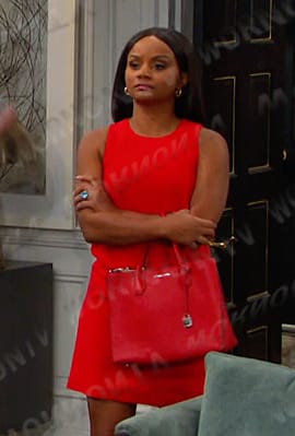 Chanel's red sleeveless mini dress and bag on Days of our Lives