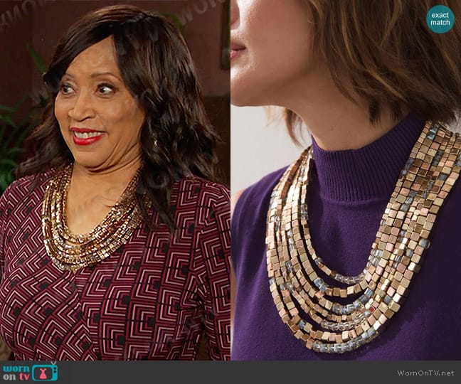 Chico's Neutral Beads Multi-Strand Necklace worn by Paulina Price (Jackée Harry) on Days of our Lives