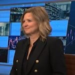 Christine Romans’ black double breasted blazer on NBC News Daily