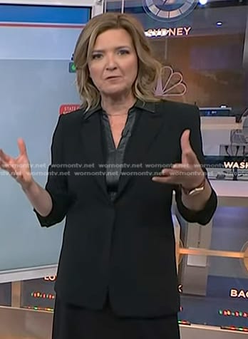 Christine Roman’s black ruched blazer on NBC News Daily