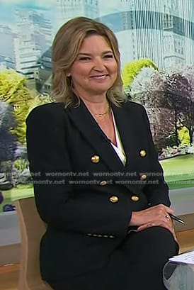 Christine Romans’ black blazer with gold buttons on Today