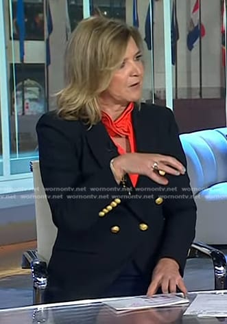 Christine Romans’ black blazer with gold buttons on Today