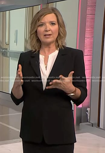 Christine Roman’s black ruched blazer on NBC News Daily