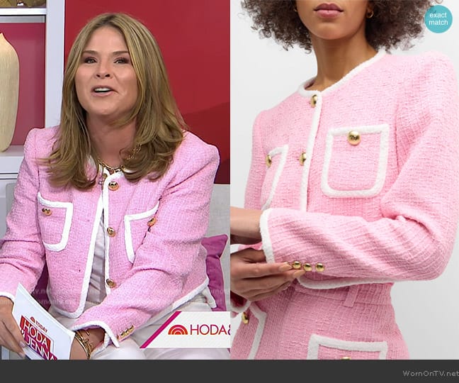 Cinq a Sept Auden Contrast Bouclé Cropped Jacket worn by Jenna Bush Hager on Today