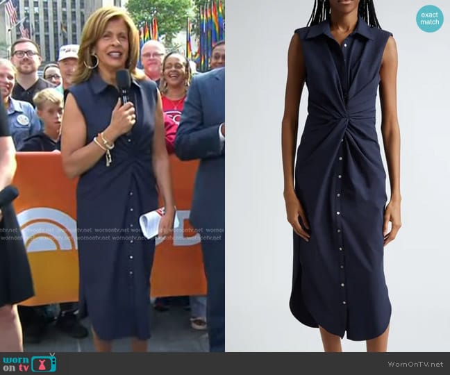 Cinq a Sept Catalina Sleeveless Midi Shirtdress in Navy worn by Hoda Kotb on Today