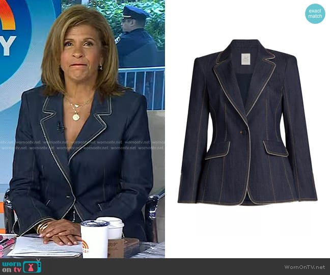 Cinq a Sept Danicka Stretch Denim Blazer in Indigo worn by Hoda Kotb on Today