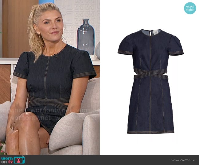 Cinq a Sept Maddy Cutout Denim Dress worn by Amanda Kloots on The Talk