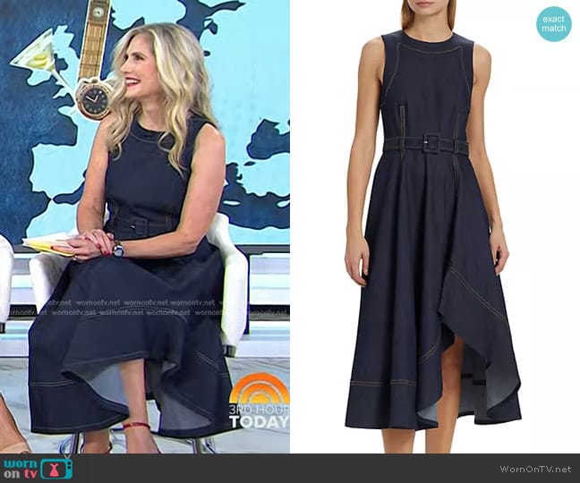 Cinq a Sept Zelda Denim Belted Midi-Dress worn by Misty Belles on Today