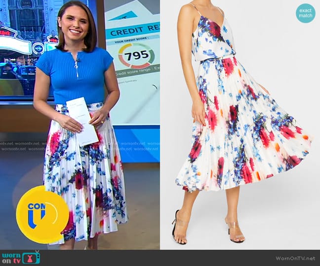 Club Monaco Elasticated Slip Pleat Skirt worn by Elizabeth Schulze on Good Morning America