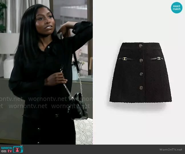 Coach Boucle Mini Skirt worn by Trina Robinson (Tabyana Ali) on General Hospital