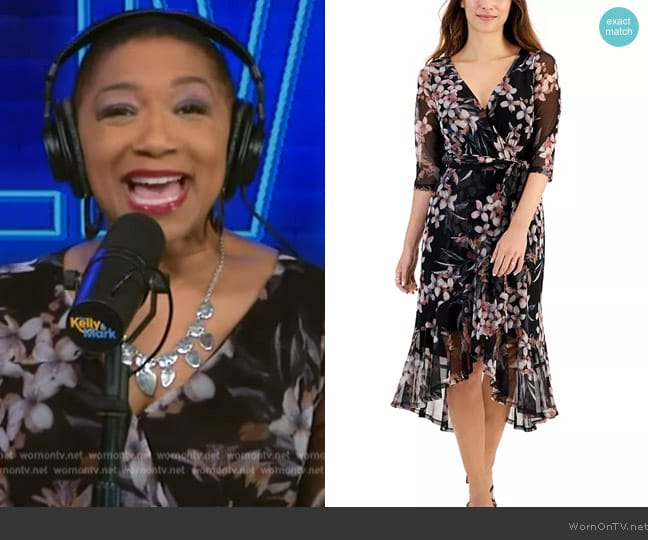 WornOnTV: Deja Vu’s black floral wrap dress on Live with Kelly and Mark ...