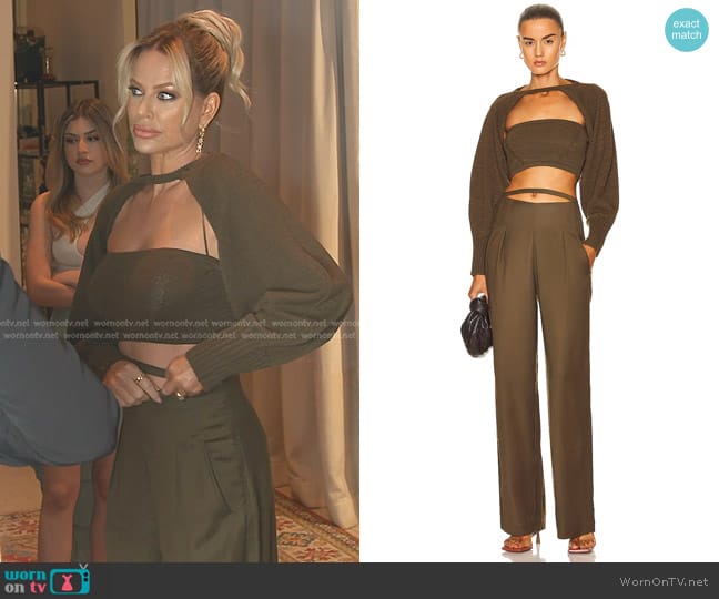 Cult Gaia Sally Convertible Top and Pants worn by Caroline Stanbury (Caroline Stanbury) on The Real Housewives of Dubai