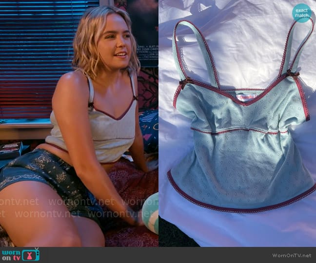 Imogen’s blue knit cami on Pretty Little Liars Original Sin